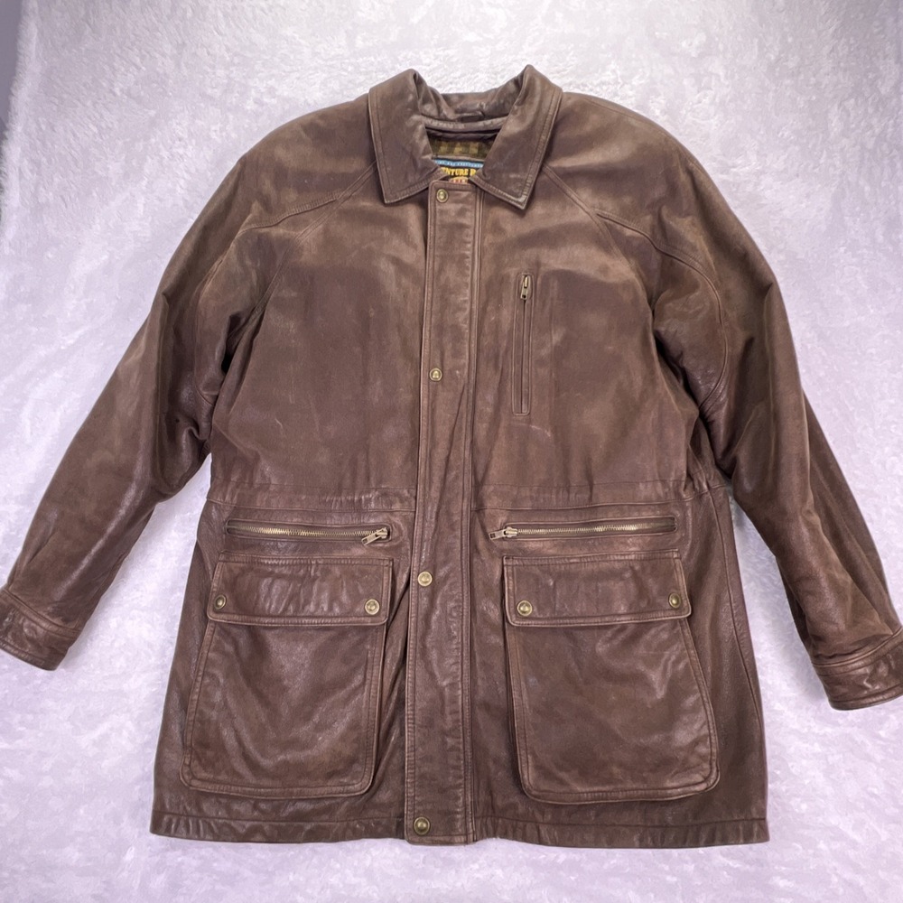 VTG Wilson's Leather Adventure Bound Men's L Brown Jacket Removable Liner Vest